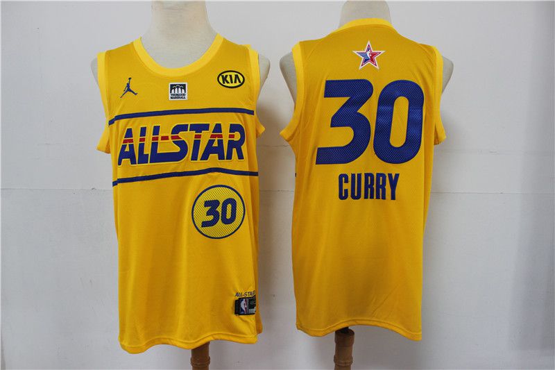 Cheap Men Golden State Warriors 30 Curry Yellow NBA 2020-2021 All Star Jersey